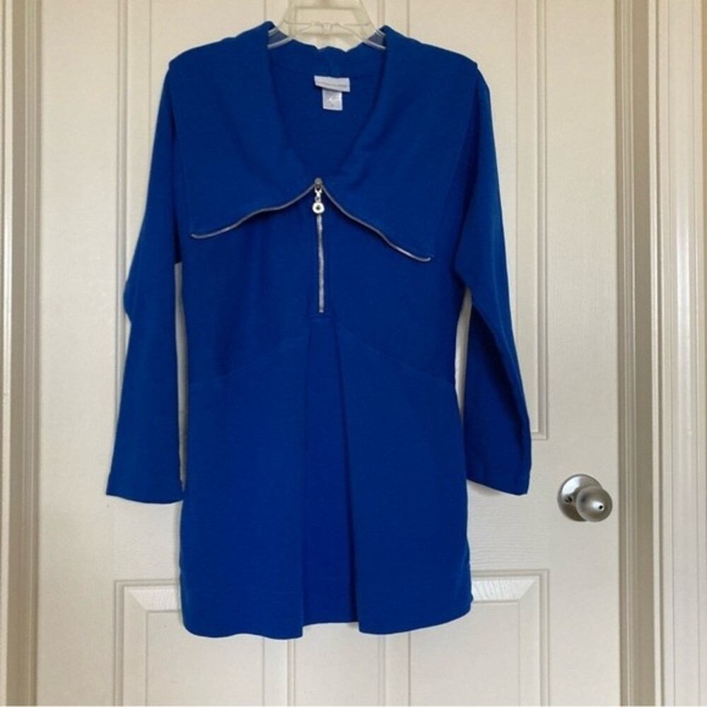 Soft Surrounding Half Zip Blue Pullover Small